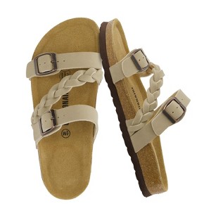 CUSHIONAIRE Women's Lizzy Cork Footbed Sandal - Comfortable, Adjustable Straps, Arch Support, Wide Widths Available, Boho Chic Summer Slides - 1 of 4