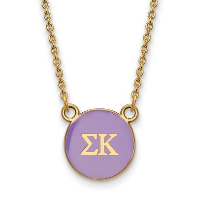 Black Bow Jewelry 14k Yellow Gold Plated Sterling Silver Sigma Kappa Greek Life Necklace 18 Inch