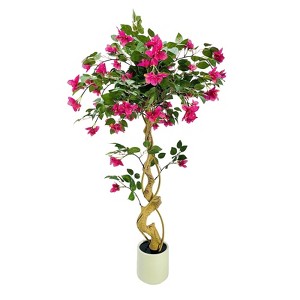 Artificial Bougainvillea Tree – Lifelike Silk Flower Plant in White Planter for Indoor/Outdoor Home/Office/Garden Decor - 1 of 4