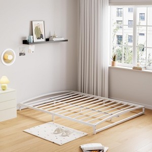 Heavy Duty Metal Platform Beds, Low Bed Frame with Sturdy Steal Slats, No Box Spring Needed, Noise-Free, Easy Assembly - Black - 1 of 4