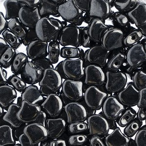 John Bead Matubo 50g Czech Glass 7.5mm Jet Hematite Ginko Leaf Beads - 1 of 2