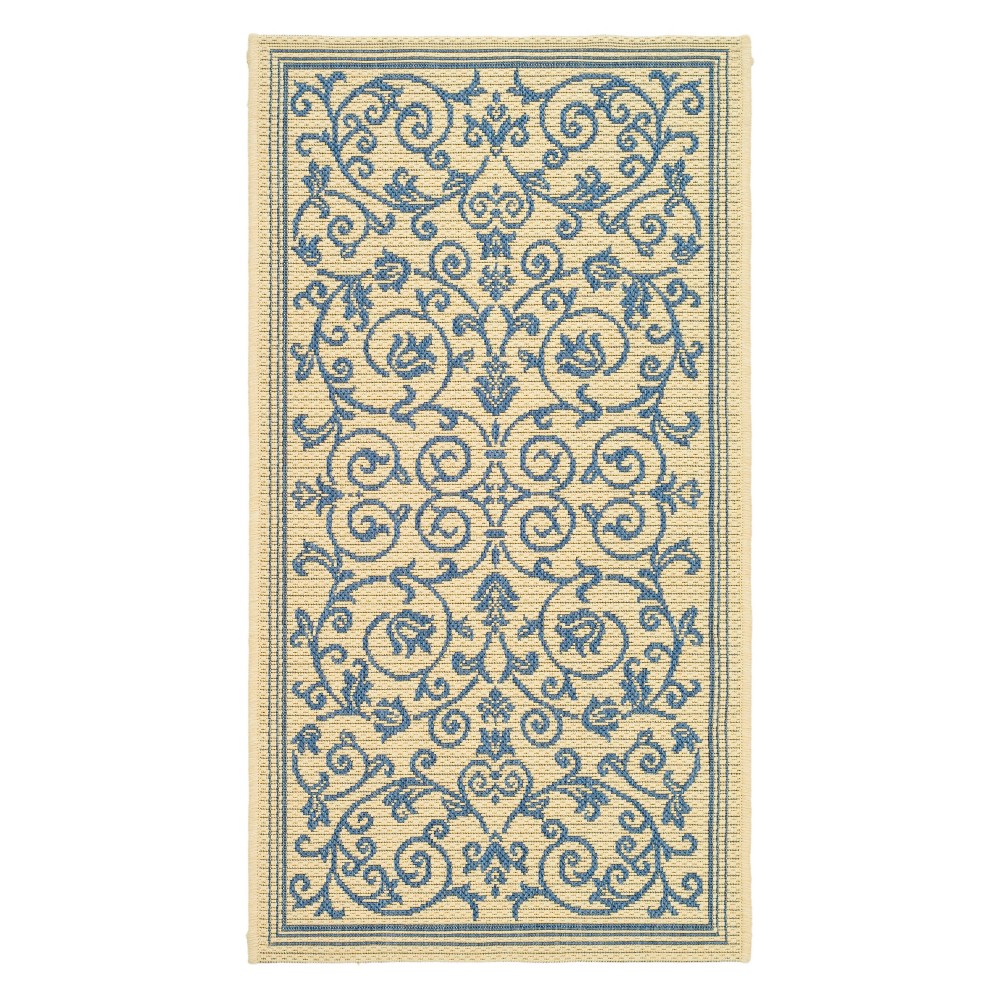 2'7in x 5' Rectangle Vaucluse Outdoor Rug Natural/Blue - Safavieh