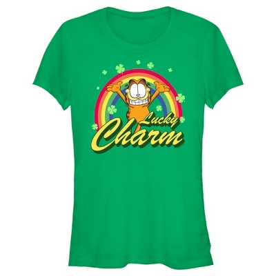 St Patricks Day T-Shirt Lucky Charm Green Glitter Shamrock Juniors 