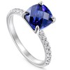 Pompeii3 VS 2 1/3Ct TW Cushion Blue Sapphire & Diamond Ring in 14k White Gold - 2 of 4