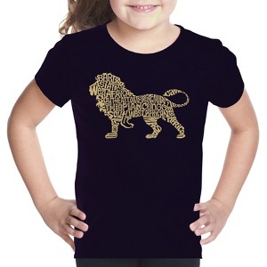 LA Pop Art Girl's Word Art T-shirt - Lion - 1 of 4