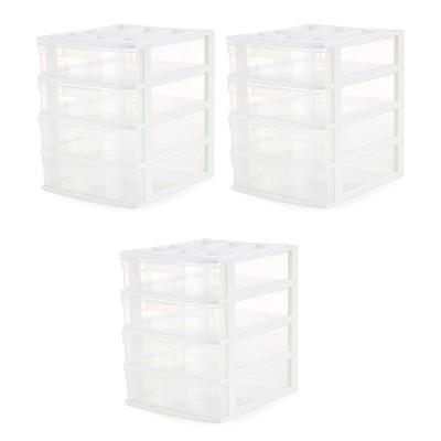 GRACIOUS LIVING Clear Mini 3 Drawer Desk Organizer with White