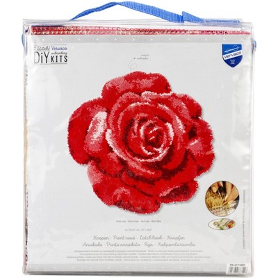 Vervaco Latch Hook Rug Kit 28"X26.8"-Red Rose