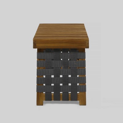 Riley Brown Patina Acacia Wood Foldable Side Table