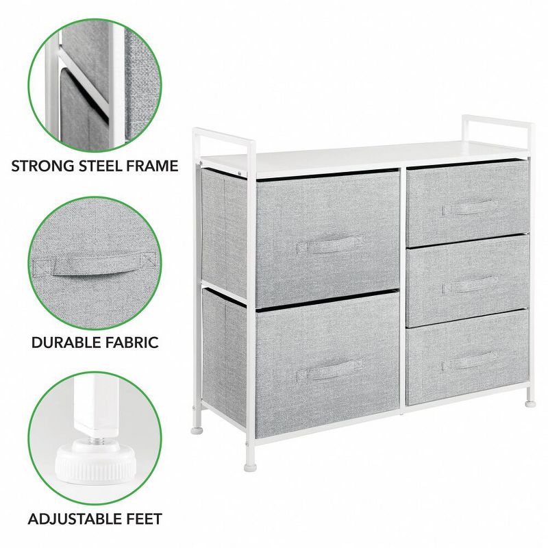 mDesign Storage Dresser Furniture with 5 Removable Fabric Drawers, 3 of 8