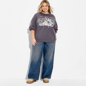 Women's Nightmare Before Xmas Graphic Sweatshirt - Charcoal Gray - 1 of 3