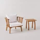 Barton 2pc Acacia Wood Club Chair & Table Set - Teak/White - Christopher Knight Home