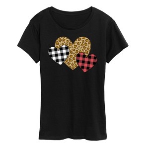 Women's - Instant Message - Patterned Hearts Short Sleeve Graphic T-Shirt - 1 of 4
