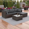 5-Piece Patio Furniture Set with PE Wicker Furniture set, Tempered Glass Table, Cushions with Zipper,Outdoor Furniture set - 2 of 4
