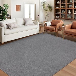 10'× 13' Washable Large Area Rug, Non-Slip, Low Pile, Modern Solid Grey, Stain Resistant Carpet for Living Room, Bedroom, Home Office - 1 of 4