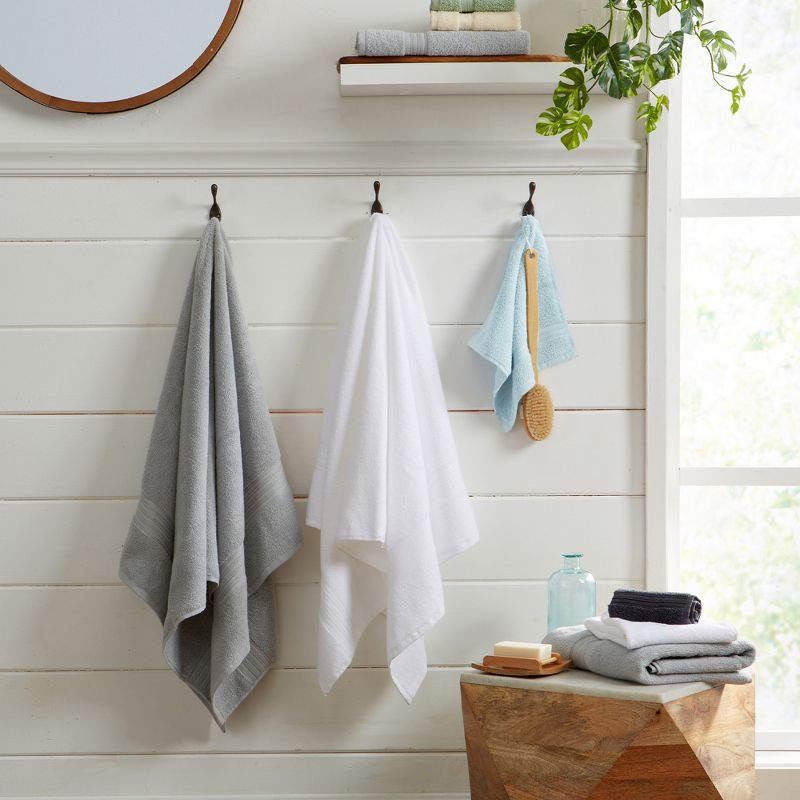 100% Cotton Solid Color Quick Dry Bath Towel Set, 5 of 8