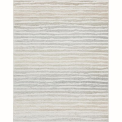 Light Gray Stripe Rectangular Outdoor Rug 8' x 10'
