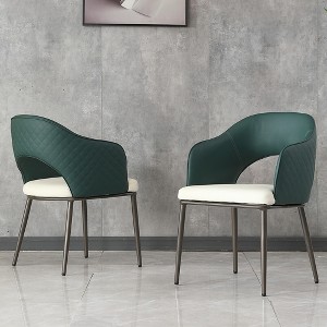 KWPZQEB Dining Chairs Set of 2, Modern Faux Leather Dining Chairs with Metal Legs, Upholstered Dining Chair with Armrest for Kitchen,Dining Room,Green - 1 of 4