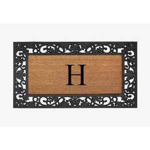 A1HC Natural Coir Monogrammed 23"X38", Anti‑Shed Treated Durable Doormat for Outdoor Entrance - 1 of 4