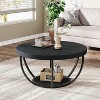 Tribesigns 31.7" Round Coffee Table, 2-Tier Circle Coffee Table with Storage Shelves, Modern Center Table for Living Room Black - 4 of 4