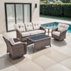 Belord 5 Pieces Patio Furniture Set with 5" Thick Cushions, Wicker Patio Set with Swivel Gliding Rocker Chairs, Sofa, Coffee Table and Accent Table - 3 of 4