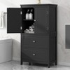 43.30"Bathroom Storage Cabinet, Cabinet with Two Doors and Drawers, Adjustable Shelf, Black - 3 of 4