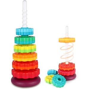 Rainbow Spinning Stacking Toy, Montessori Ring Stacker for Babies and Toddlers 6+ Months - 1 of 4