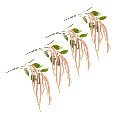 Pink Polyester Amaranthus Floral Stem Set for Indoor Decor