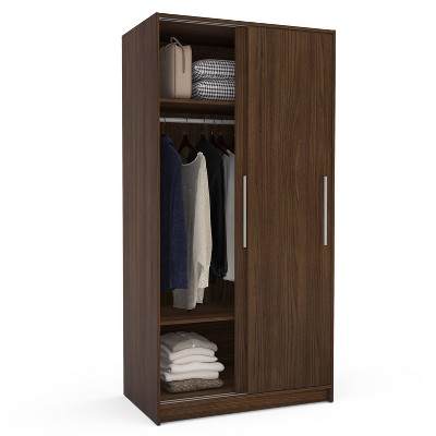 Denmark Dark Brown 71" Modern Wardrobe with Sliding Doors