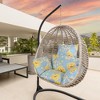 NewHome "Thickened Egg Chair Cushion with Headrest, Soft Hanging Basket Seat Pad for Outdoor & Indoor Use" Light Blue with Yellow Leaf - 2 of 4