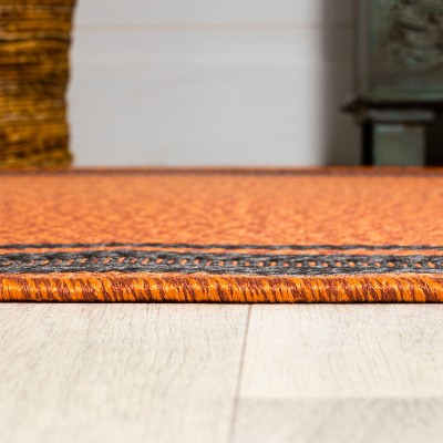 Modern Stripe Border Terracotta/Dark Gray 3' x 5' Indoor/Outdoor Rug