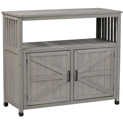 Wooden Patio Bar Table Set with Storage, Buffet Cabinet Sideboard for Outdoor and Indoor