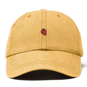 Dalix Lil Strawberry Embroidered Cotton Summer Outdoor Baseball Cap Dad Hat Womens - 1 of 4