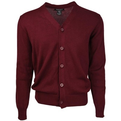 Marquis Men's Burgundy Solid Color Cotton Button Down Cardigan Sweater ...