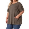 Agnes Orinda Women's Plus Size Crew Neck Short Sleeve with Pockets Summer Casual Blouses - 2 of 4