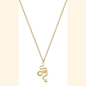 18K Gold Plated Snake Necklace | Dainty Charm Pendant - Minimalist Delicate Handmade Boho Jewelry for Her - 1 of 4
