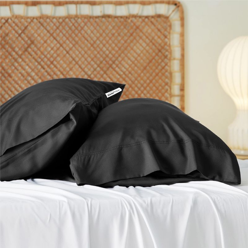 Bedsure Pillow Cases Queen Size Set of 2, Rayon Derived from Bamboo Cooling Pillowcase, Black, 3 of 7