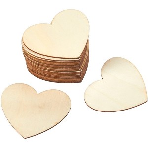 Juvale 24 Pack Unfinished Wood Heart Cutouts, 3.1 x 3.5 In, Ideal Arts & Crafts Supplies, Decorations for Valentine's Day - 1 of 4