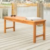 GDFStudio Clark Patio Slat-Top Acacia Solid Wood 53" Bench - 2 of 4