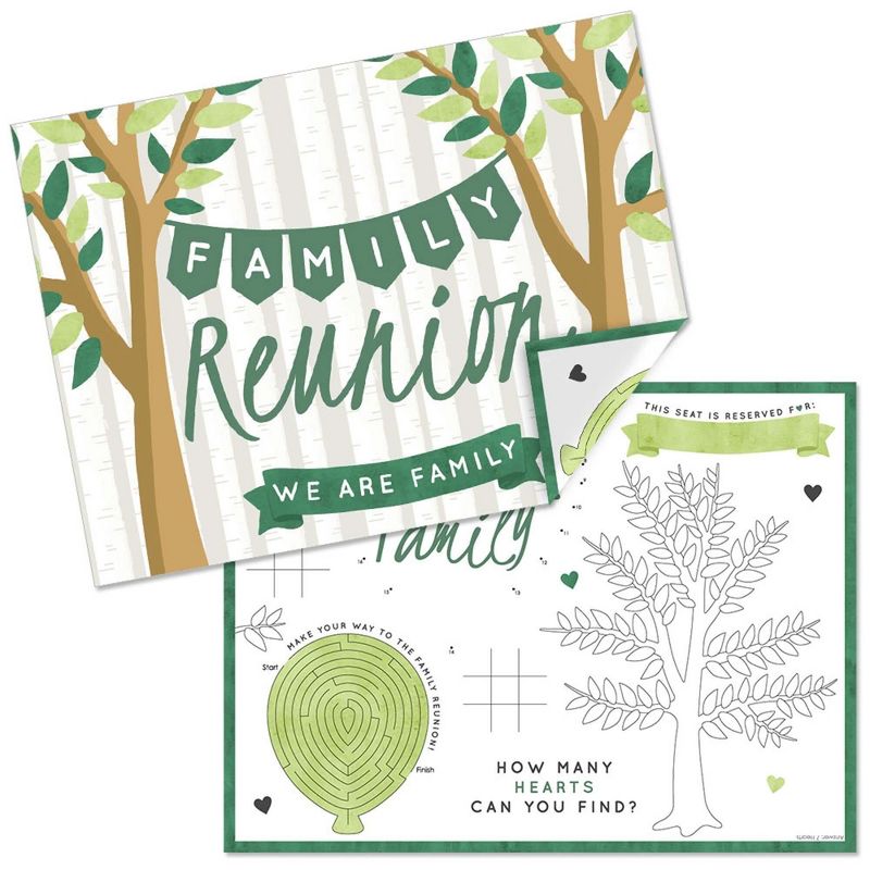 Big Dot of Happiness Family Tree Reunion - Paper Family Gathering Party Coloring Sheets - Activity Placemats - Set of 16, 1 of 8