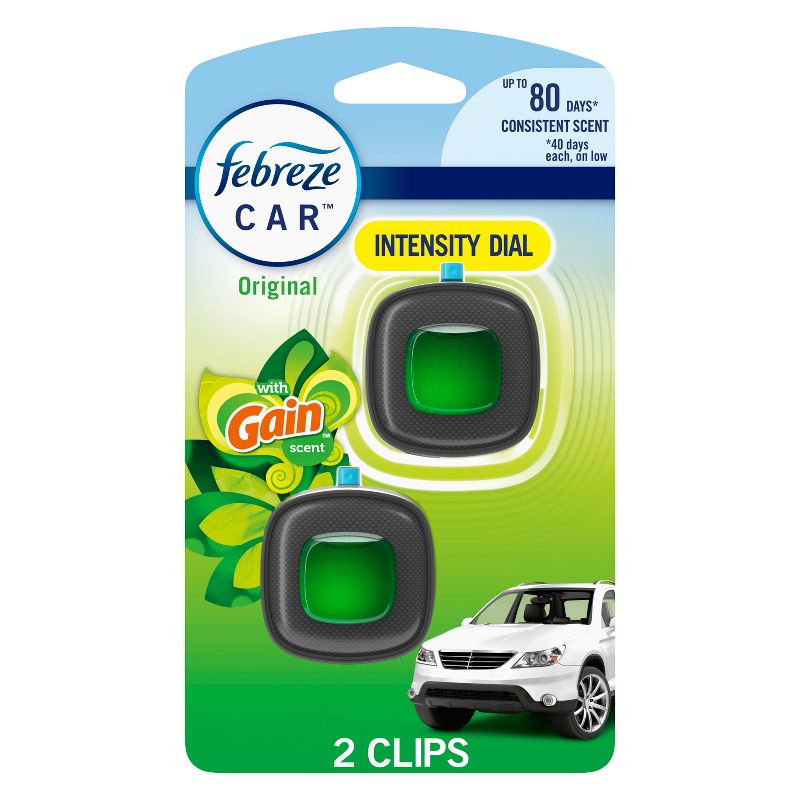 Febreze Car Air Freshener Vent Clip - Gain Original Scent - 0.13 fl oz/2pk, 1 of 12