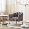 SEYNAR Modern Velvet Accent Chair,Round Upholstered Barrel Chair for Living Room - 2 of 4