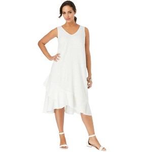 Jessica London Women's Plus Size Linen Flounce Dress - 1 of 4