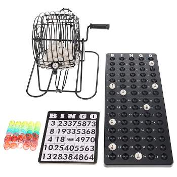 WE Games Complete Bingo Game Set with Black Bingo Cage Large Master Board Plastic Bingo Balls, Bingo Set for Family Games, Outdoor Games for Adults
