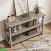 Farmhouse Console Table 47 Inch Narrow Long Entryway Table with Storage 3 Tier Wood Grey - 3 of 4