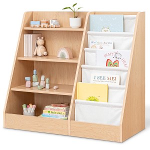 Comfy Cubs Kids Bookshelf 35.2 x 15.7 x 31.5 Inches - Sturdy Montessori Shelf with Soft & Hard Shelves - Wood - 1 of 4