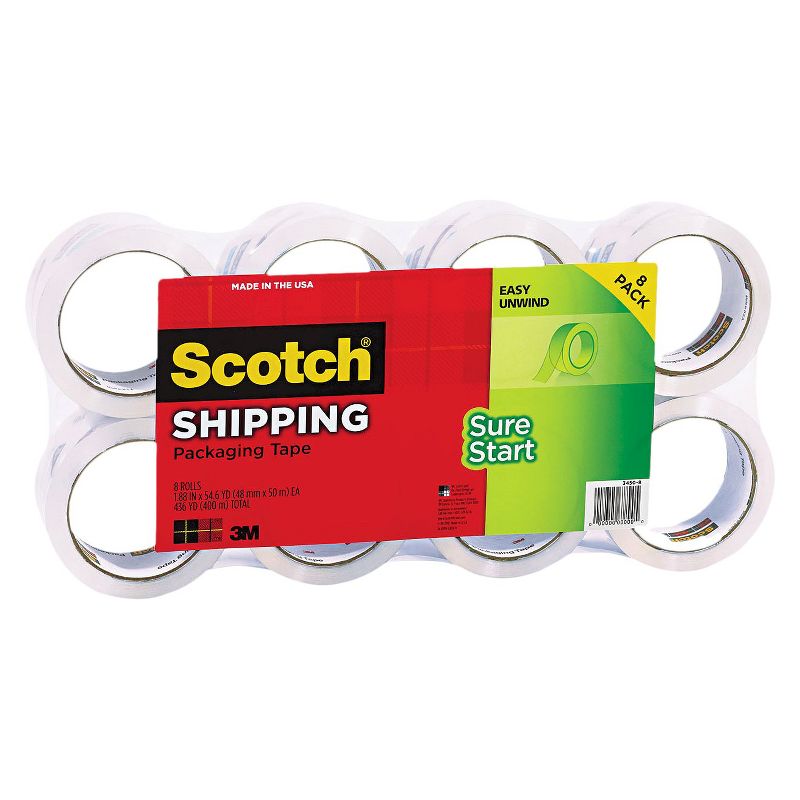 Scotch 1.88&#34; x 54.6yds, 3&#34; Core, Sure Start Packaging Tape - Clear (8 Per Pack), 3 of 4