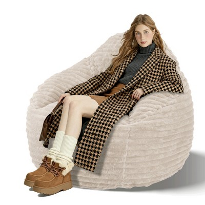 SEVOBAL Bean Bag Seats Bean Bag Chair for Adults, Foam Filled Furniture with Soft Removable Cover, Beige, 39.37"*39.37"*32.28"