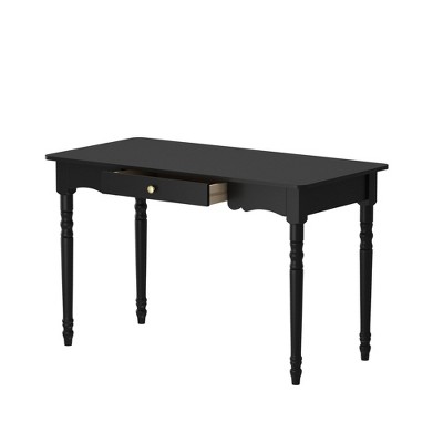 FUFU&GAGA Black Dining Table,Rounded Corners, Storage Drawer for Kitchen & Dining Rooms