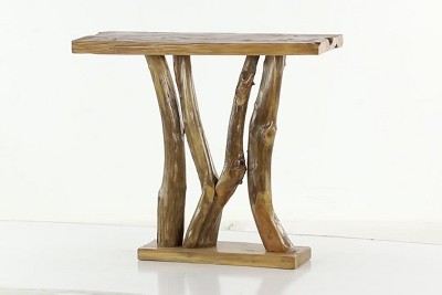 Teakwood Live Edge Console Table with Storage, 35" Brown