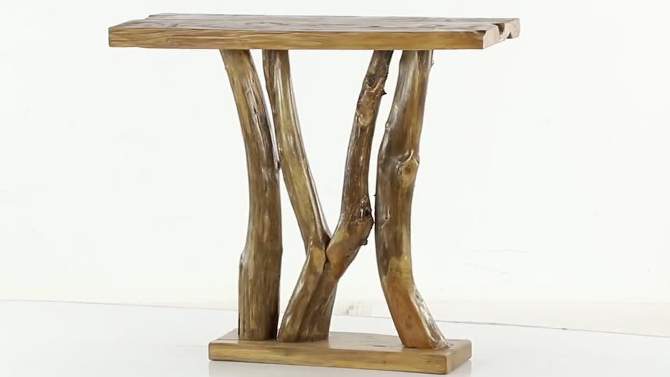 Contemporary Teak Wood Console Table Brown - Olivia &#38; May, 2 of 8, play video